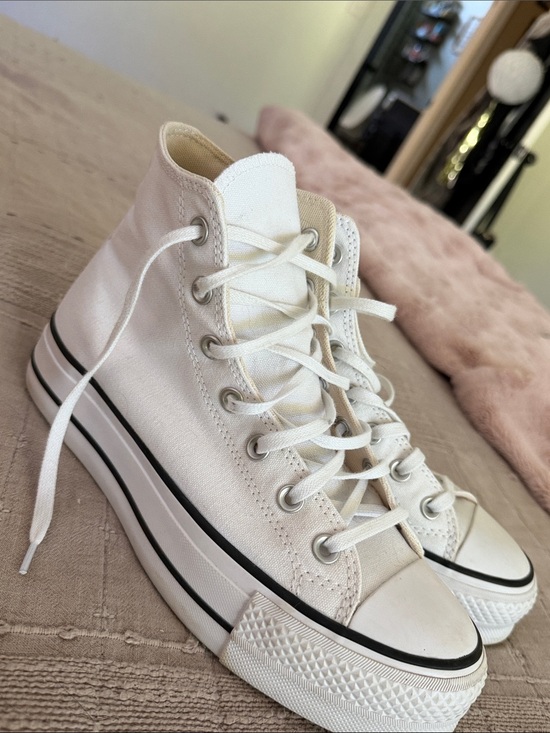 Converse Shoes - Converse Cream High-Top Platform Sneakers